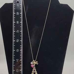 Gold Tone Eiffel‎ Tower Charm Necklace Betsey Johnson